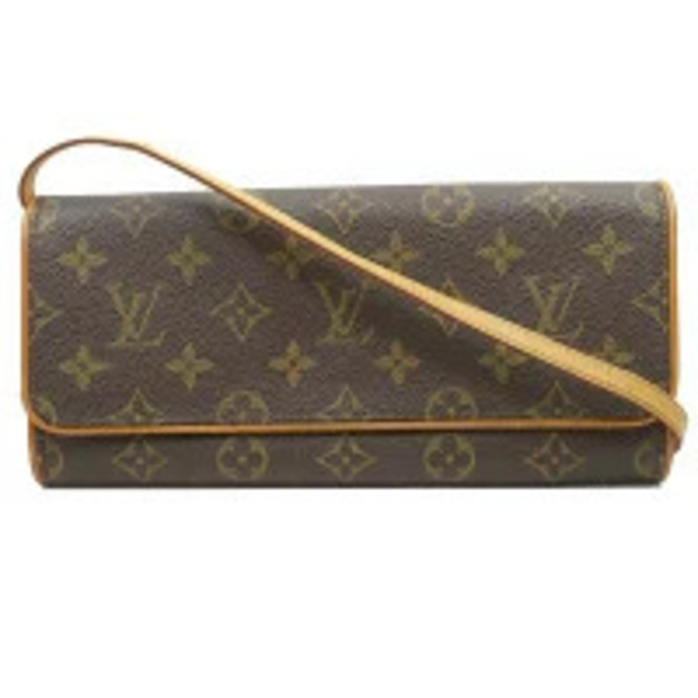 Louis Vuitton Pochette Twin Monogram Shoulder Bag Canvas Leather Brown